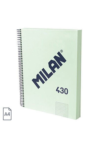 Milan A4 mathematics notebook 120 pages spiral hard cover green (collection 430) - -