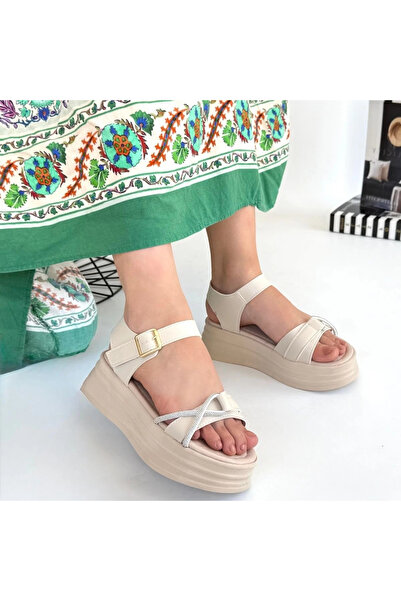 ZENGEZUR MALL Drnds Luno Beige Leather Belted Sandals (222626) (Size: 39)