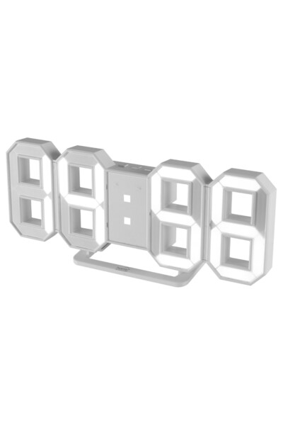 Home 3D LED Digital Alarm Clock, Adjustable Brightness, Night Mode, 3.14” Screen, Modern, White