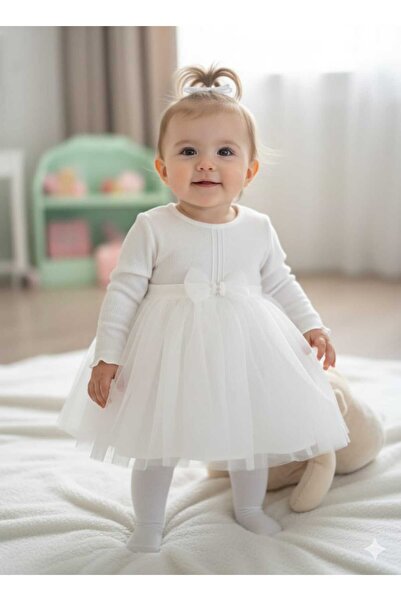 Minicix Laura Baby Kız Bebek Çocuk Fiyonklu Tül Elbise