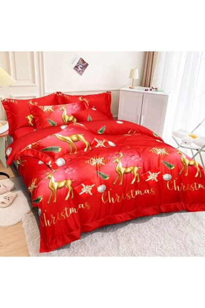 Amigo Double bed linen, FINET, 6 pieces, Santa Claus, Red