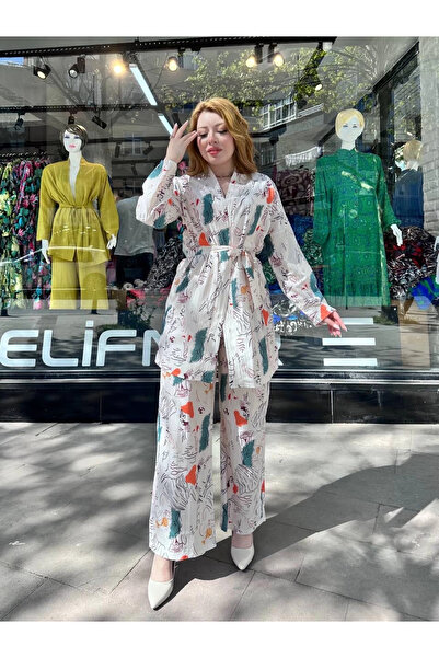 ZENGEZUR MALL Drnds Jacketed Printed Set White (222039) (Size: S)