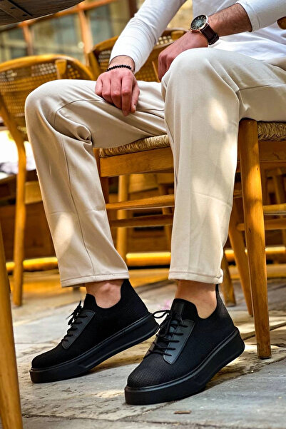 ZENGEZUR MALL Drnds Kb-116 Kuback Black Black Sole Lace-Up Knitwear Casual Men's Shoes Charcoal (222954) (Size: