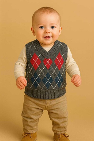 krm kerem bebe Baklava Patterned Baby Sweater