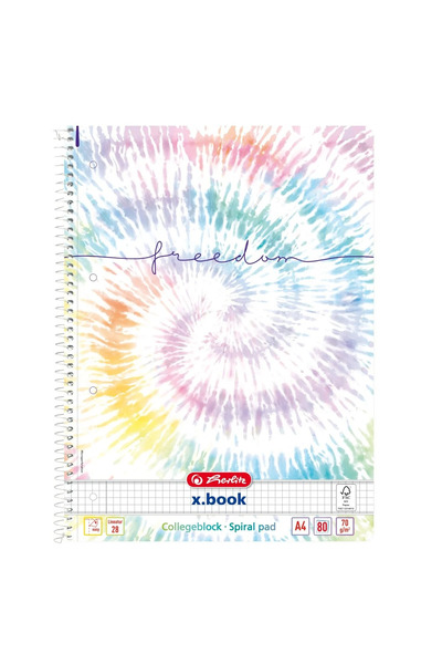 Herlitz CAIET A4 80 FOI, SPIRALĂ, PĂTRATE, MODEL NOU BATIK FREEDOM