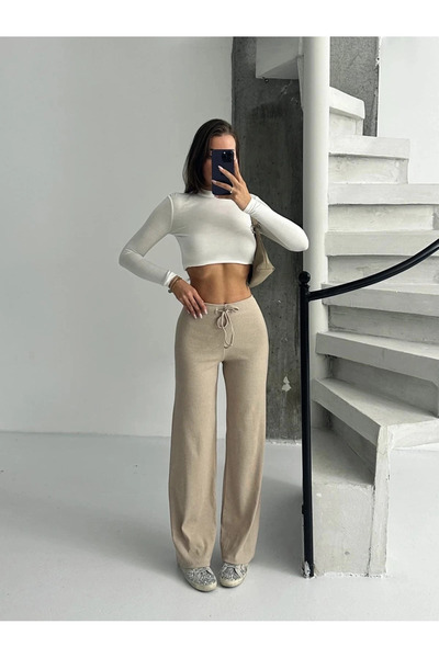 ZENGEZUR MALL Drnds Fit Comfort Beige Loose Trousers A6011 (221433) (Size: Standard)