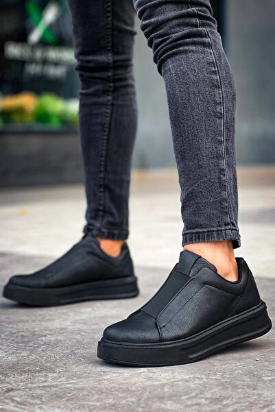 ZENGEZUR MALL Drnds Kb-007 Kuback Black Black High Sole Single Strap Laceless Casual Men's Shoes (221818) (N