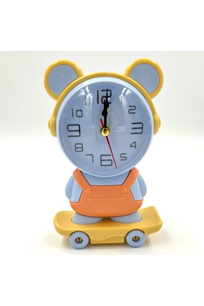 OEM Children's watch, teddy bear on skateboard, blue, with sharpener, 15 cm