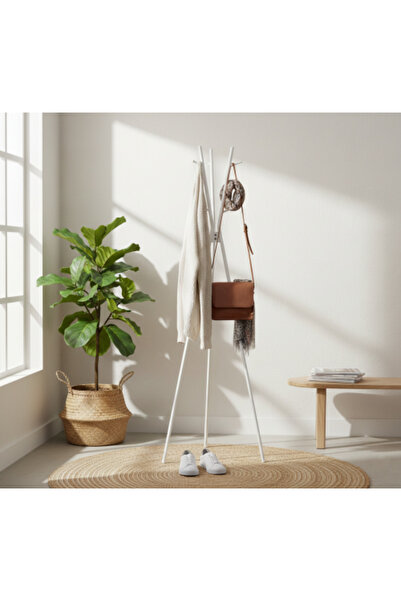 Palma homez علاقة ملابس معدنية قائمة - تصميم شجرة، إطار قوي، أبيض