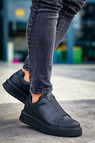 ZENGEZUR MALL Drnds Kb-007 Kuback Black Black High Sole Single Strap Laceless Casual Men's Shoes (221818) (N