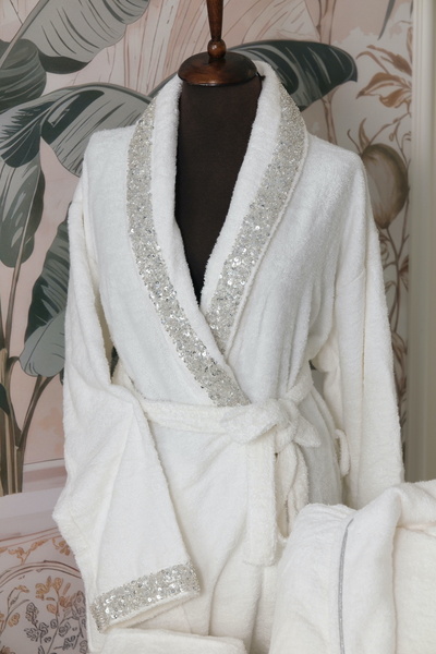 Leoinart طقم روب حمام كريستال ستريب للنساء