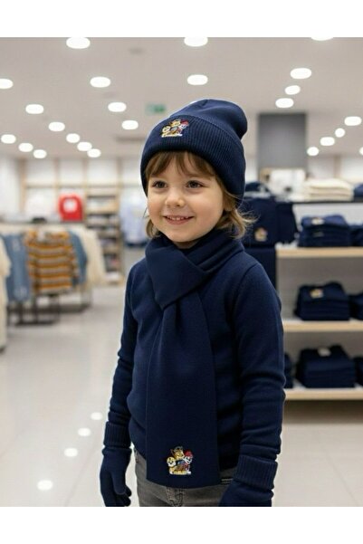 ARYA STYLE |atkı|bere|eldiven| 3'lü Çocuk Set (paw Patrol Desenli ) 4-10yaş