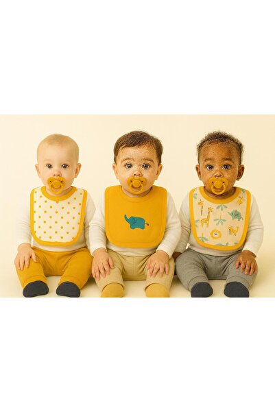 NAİLE COLLECTİON مريلة طعام للأطفال مصنوعة من القطن بنسبة 100%، ذات ملمس ناعم...