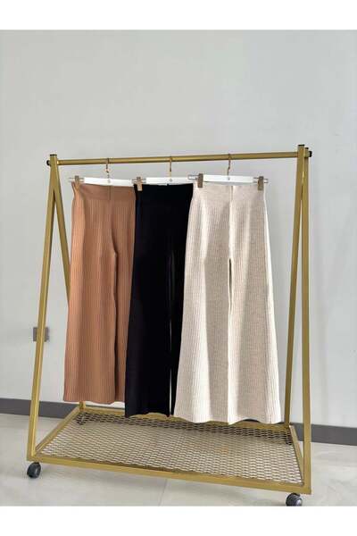 Sude Kızanlıklı Corded Fabric Knitwear Trousers with Elastic Waist