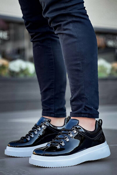 ZENGEZUR MALL Drnds Kb-X4 Kuback Black Patent Leather High Sole Lace-Up Casual Men's Shoes (222244) (Size: 44)