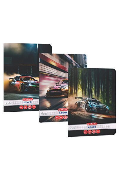 Herlitz Caiet A4 – 60 de coli – Pătrate – Motiv Mașini de curse – Hârtie 70g/m2