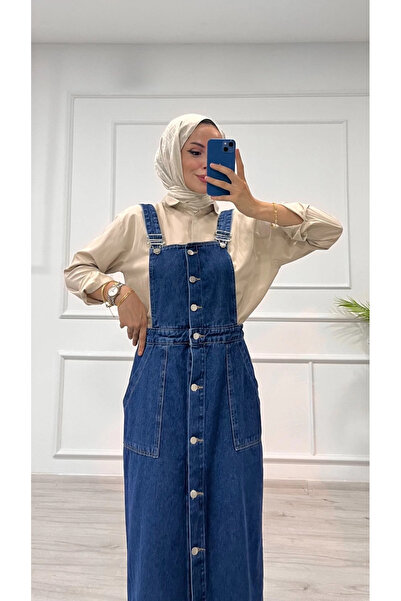 ZENGEZUR MALL Drnds Skirted Salopet Enzyme Super Stone Wash Dark Blue D2521 (221448) (Size: 38)