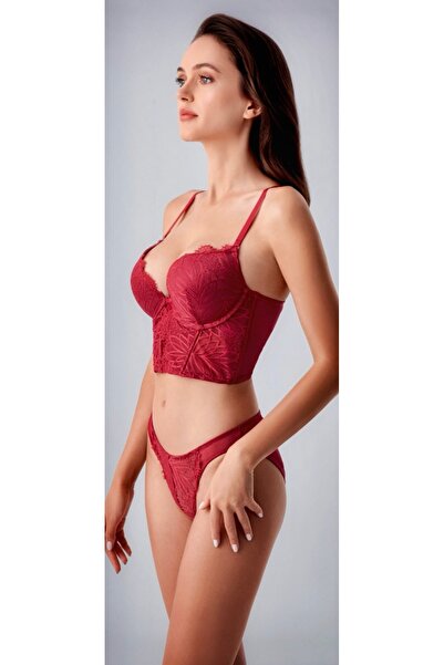 NightLove Women's Lace Detailed Double Push up Bra Set 4157