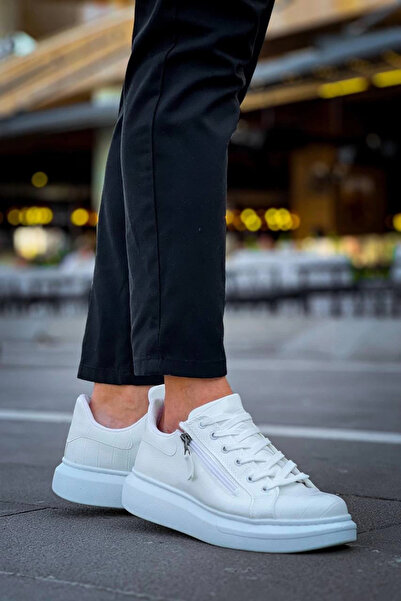 ZENGEZUR MALL Drnds Kb-309 Kuback White Zipper and Lace-Up Casual Men's Shoes (221825) (Size: 44)