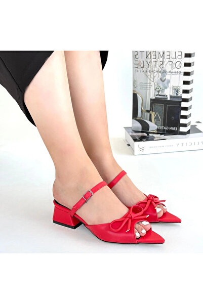 ZENGEZUR MALL Drnds Lotta Red Leather Heeled Shoes (223040) (Size: 39)