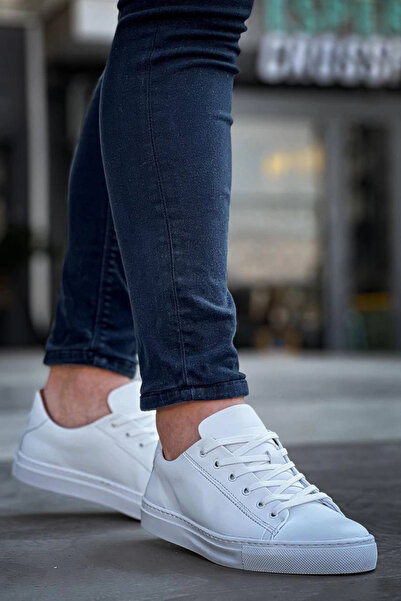 ZENGEZUR MALL Drnds Kb-122 Kuback White Leather High Sole Lace-Up Casual Men's Shoes (222722) (Size: 40)