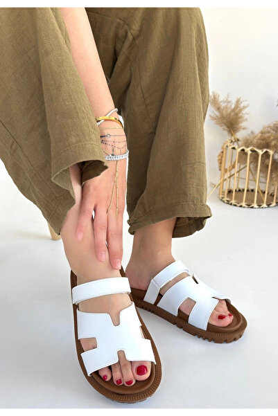 ZENGEZUR MALL Drnds Kooni White Skin Slippers (222642) (Size: 36)