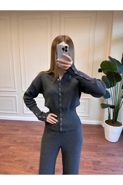 Alyalisbutik Chit Chit Detailled Knitwear Set - Anthracite