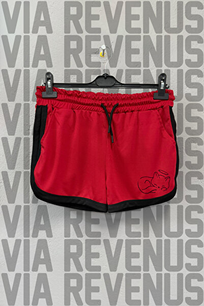 Vordevia Cat Printed Piped Detail Custom Jersey Fabric Casual Sports Shorts