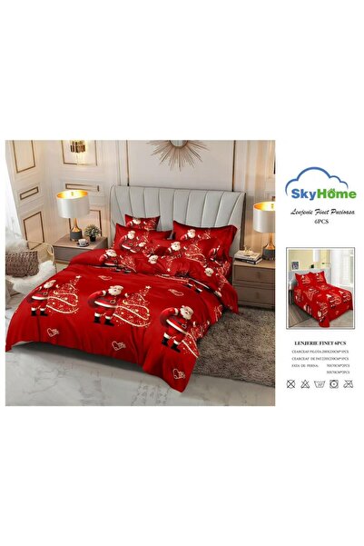 Amigo Cotton Finet Christmas bedding set, 6 pieces, 220x230 cm, double bed, light red