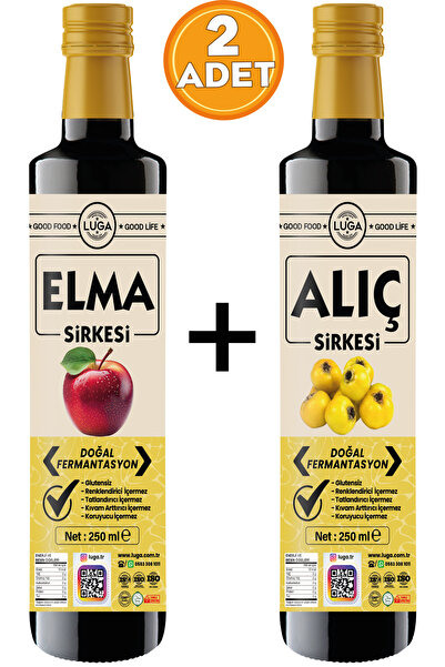 Luga Elma Sirkesi + Alıç Sirkesi 2 li Set 2x250 ml, Doğal Fermantasyon, Katkı...