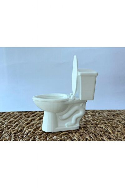 B2 Studio Dekoratif Mini Klozet – Banyo & Ev Dekorasyon Süsü (Altın-Beyaz Ren...