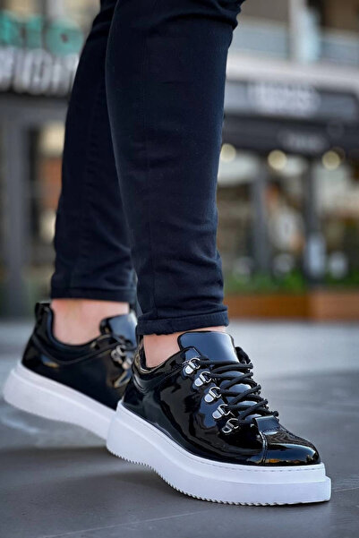 ZENGEZUR MALL Drnds Kb-X4 Kuback Black Patent Leather High Sole Lace-Up Casual Men's Shoes (222244) (Size: 44)