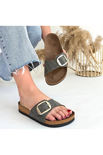 ZENGEZUR MALL Drnds Zooy Green Nubuck Slippers (221727) (Size: 38)