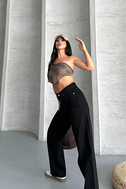 ZENGEZUR MALL Drnds Palazzo Straight Enzim Super Stone Washed Jeans Pants Black D2008 (221446) (Size: 40)