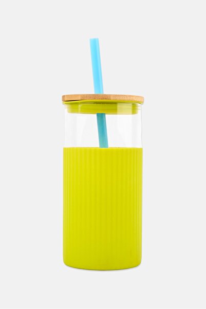 Vessel Borosilicate Glass Tumbler With Bamboo Lid 710 ml, Lime Green