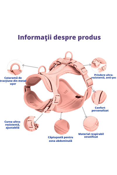 AMNIX AMNIX® Adjustable Dog Harness Set – Comfort, Safety and Control – Pink