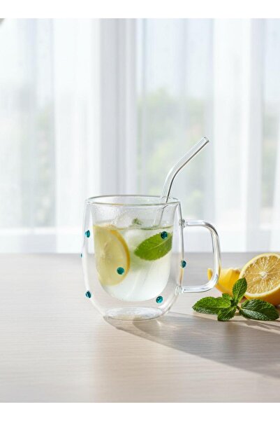 Generic Brand Decorative Colored Dotted Double Wall Glass Mug – Heat Resistan...