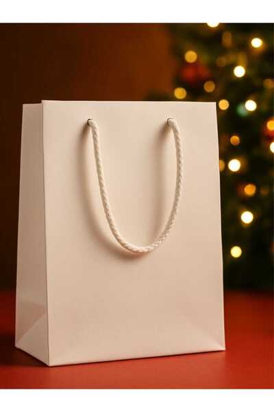 OEM Pachet de 20 de pungi cadou laminate albe lucioase, 17 x 10 x 23 cm