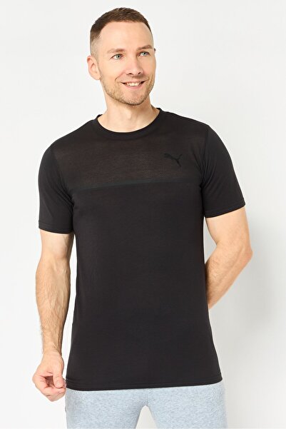 Puma Men Regular Fit Short Sleeve Brand Logo Training T-Shirt, Black