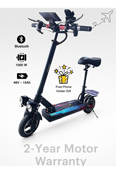 niyazi سكوتر الوحش للكبار سريع 48 فولت 15Ah 1000 واط 10 إنش بلوتوث وشاشة