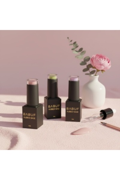 BABUF Lilac Rubber Base 15ml – Pastel Purple Self-Leveling Base with Fine Glitter