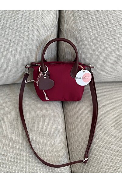 BAGLOVİS Daily Fabric Small Burgundy Women's Shoulder Bag En18 Boy15