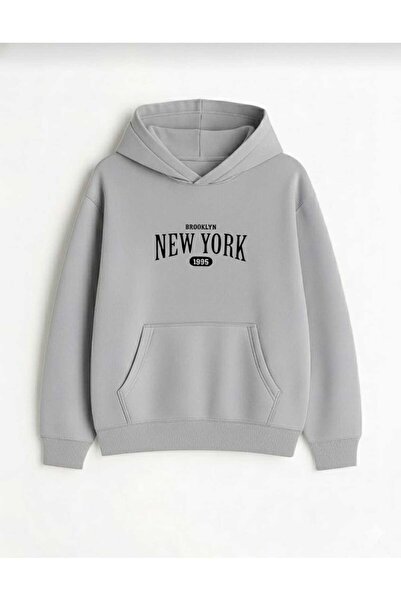 woonkey Brooklyn New York Oversized Hoodie – Unisex Hooded Sweatshirt, Minimal Design, White 1995 Print