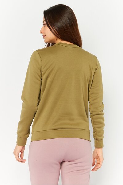 Buzz Women Crew Neck Plain Sweatshirt, Olive