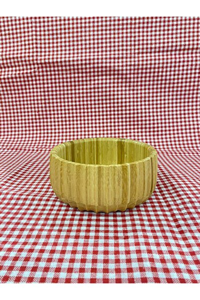 YAZICI Bamboo Special Patterned Serrated Environmental Special Size Snack Bowl Decorative 14X14X6 cm