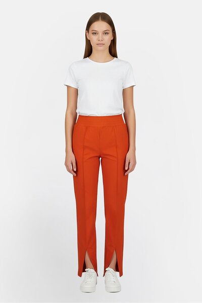 The Giving Movement Women Regular Fit Brand Logo Wide Leg Pants, Rust