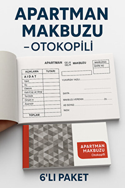 ANI OFİS KIRTASİYE A K Apartman Makbuzu Otokopili 6’lı Paket – Karbon Kopyalı Aidat Tahsilat Makbuzu