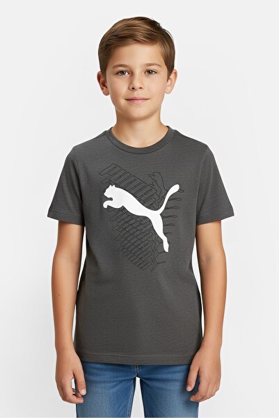 Puma Kids Boy Sportswear Fit Short Sleeve Outdoor T-Shirt, Charcoal Heather