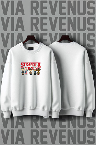 Vordevia Hanorac Stranger Things cu imprimeu cu gât rotund, cu cu căptușeală din fleece fire, Sh