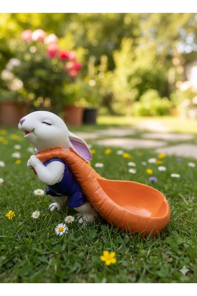 Heykelza Sevimli havuç saksılı tavşan